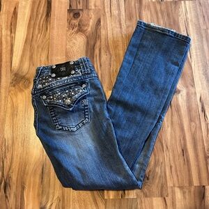 Miss Me Bootcut Jeans Women’s Size 26 Medium Wash Embellished Bling Pockets
